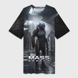 Футболка женская длинная Mass Effect game - пришелец, цвет: 3D-принт