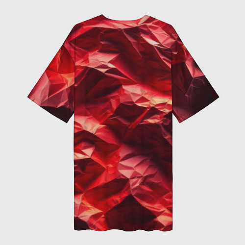 Женская длинная футболка Эффект текстуры мятой красной бумаги / 3D-принт – фото 2