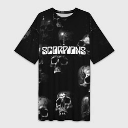 Футболка женская длинная Scorpions logo rock group, цвет: 3D-принт