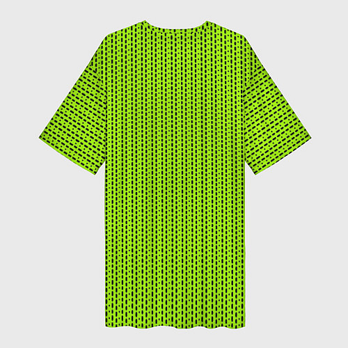 Женская длинная футболка Ярко-зелёный в маленькие чёрные полоски / 3D-принт – фото 2