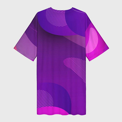 Женская длинная футболка Модная сова на фиолетовом / 3D-принт – фото 2