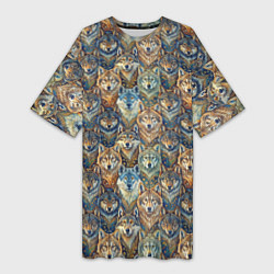 Женская длинная футболка Волчий узор