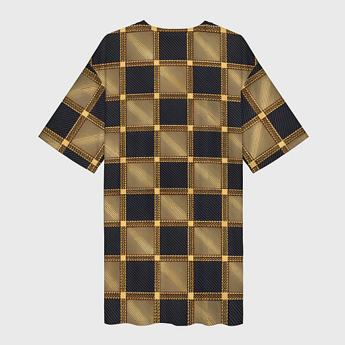 Женская длинная футболка Узор в шахматную клетку из квадратов / 3D-принт – фото 2