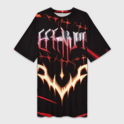 Женская длинная футболка Агрессивные красные линии на чёрном фоне