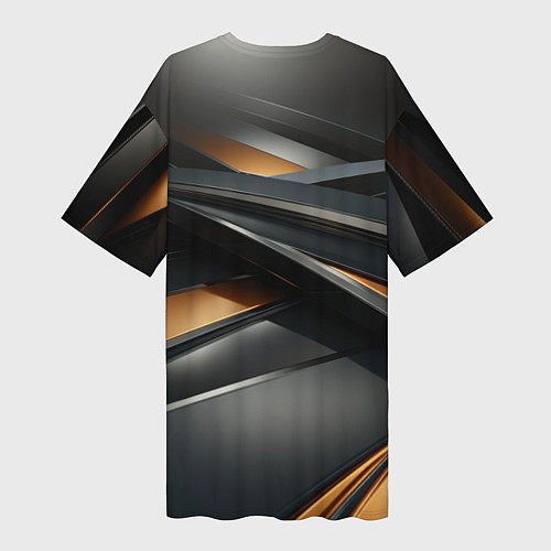 Женская длинная футболка Черная абстракция геометрия / 3D-принт – фото 2
