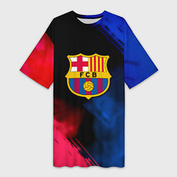 Футболка женская длинная Barcelona fc club gradient smoke, цвет: 3D-принт
