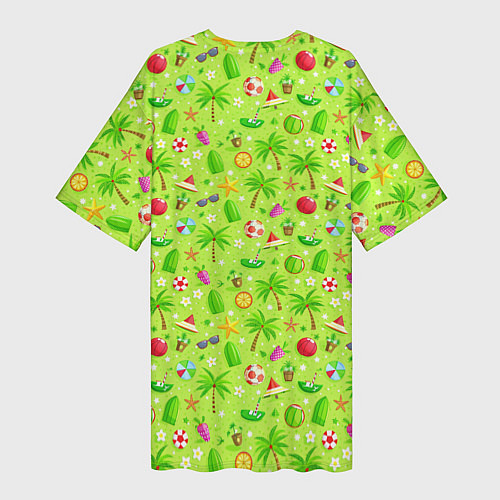 Женская длинная футболка Обезьяна с гитарой летний вайб / 3D-принт – фото 2