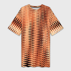 Женская длинная футболка Коричневый абстрактные полосы