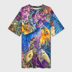 Женская длинная футболка Абстрактный растительный паттерн - нейросеть