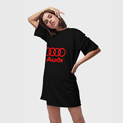 Футболка женская длинная Audi red logo, цвет: 3D-принт — фото 2