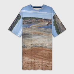 Футболка женская длинная Карьер Уральский марс, цвет: 3D-принт