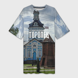 Футболка женская длинная Торопец Сторожевая башня, цвет: 3D-принт