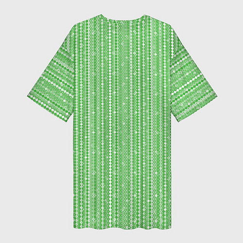 Женская длинная футболка Светлый зелёный полосы-узоры / 3D-принт – фото 2