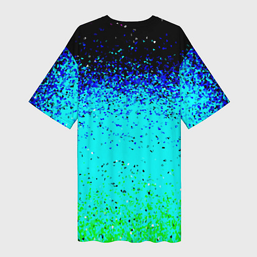 Женская длинная футболка Пикселизация неоновых цветов / 3D-принт – фото 2