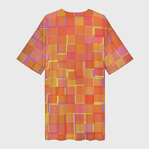 Женская длинная футболка Россыпь оранжевых квадратов / 3D-принт – фото 2