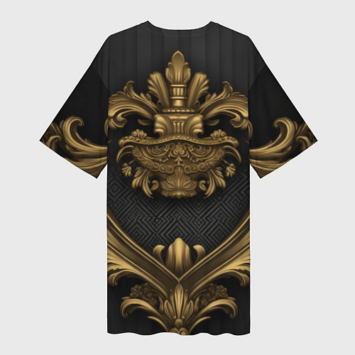 Женская длинная футболка Золотая корона с узорами / 3D-принт – фото 2