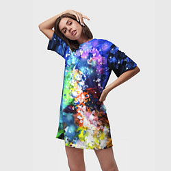 Футболка женская длинная Яркий млечный путь, цвет: 3D-принт — фото 2