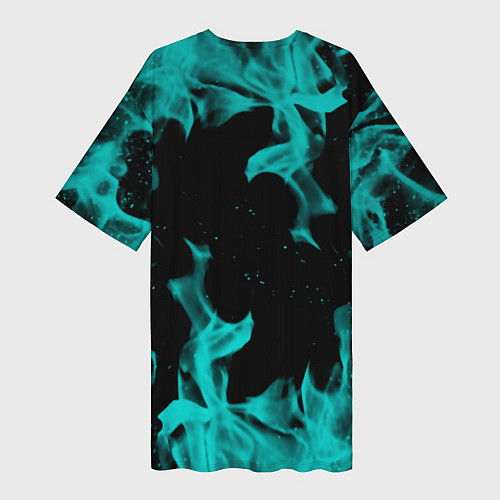 Женская длинная футболка Вайпер flame neon game / 3D-принт – фото 2