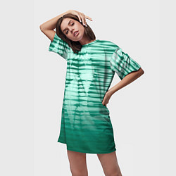 Футболка женская длинная Tie-dye green stripes, цвет: 3D-принт — фото 2