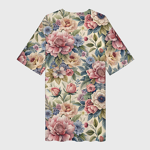 Женская длинная футболка Нежные цветочные мотивы / 3D-принт – фото 2