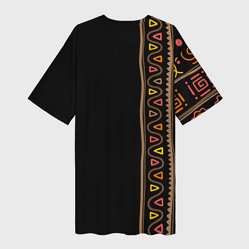 Женская длинная футболка Африканские танцы - этнический орнамент / 3D-принт – фото 2
