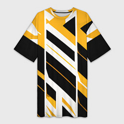 Женская длинная футболка Black and yellow stripes on a white background