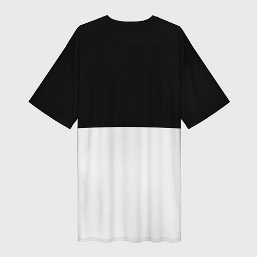 Женская длинная футболка Белвый верх чёрный низ / 3D-принт – фото 2