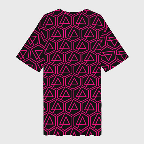 Женская длинная футболка Linkin park pink logo / 3D-принт – фото 2
