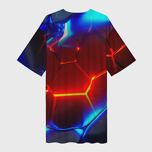 Женская длинная футболка Красные плиты с ярким светом / 3D-принт – фото 2