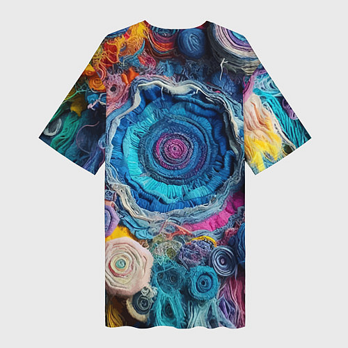 Женская длинная футболка Вязаные цветы - пэчворк / 3D-принт – фото 2