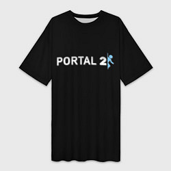 Футболка женская длинная Portal 2 logo, цвет: 3D-принт