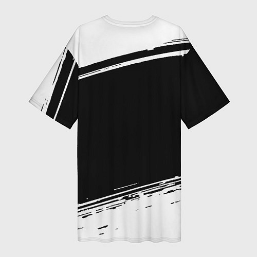 Женская длинная футболка Реал мадрид белое лого / 3D-принт – фото 2