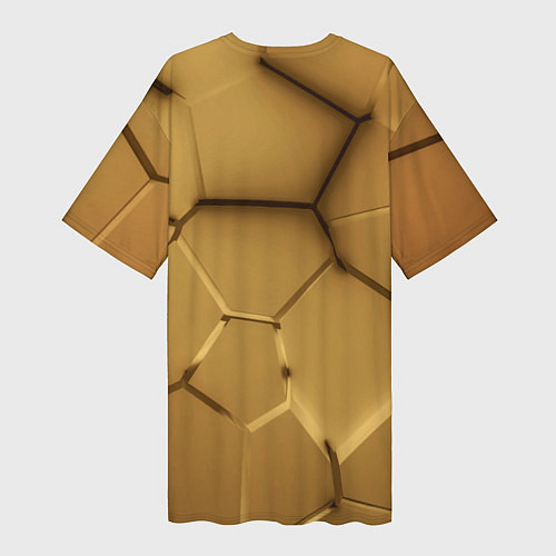 Женская длинная футболка Золотые неоновые плиты в разломе / 3D-принт – фото 2