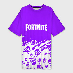 Женская длинная футболка Fortnite skull pattern