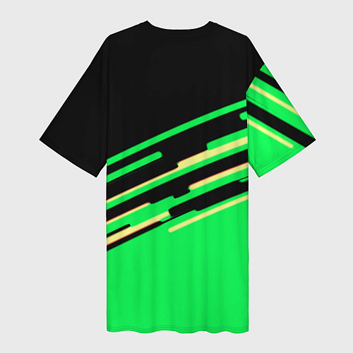 Женская длинная футболка Razer line green pattern / 3D-принт – фото 2