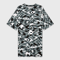 Женская длинная футболка Камуфляжные пиксели текстура