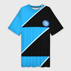 Женская длинная футболка Napoli fc geometry blue