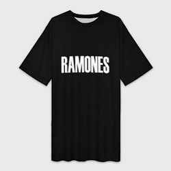 Женская длинная футболка Ramones white logo