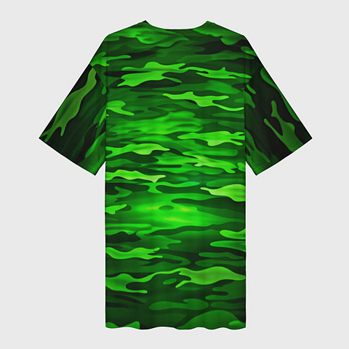 Женская длинная футболка Зелёные водоросли-камуфляж / 3D-принт – фото 2