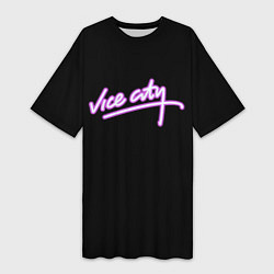 Женская длинная футболка Vice city logo neon