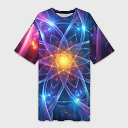Футболка женская длинная Космический закрученный узор-лотос: энергия вселен, цвет: 3D-принт