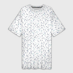 Футболка женская длинная Сперматозоиды разноцветные паттерн, цвет: 3D-принт