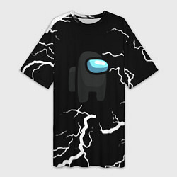 Футболка женская длинная Among us storm black, цвет: 3D-принт