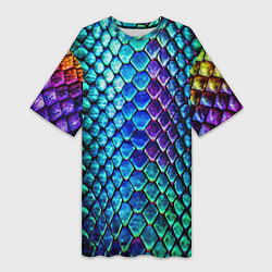 Женская длинная футболка Радужная кожа змеи