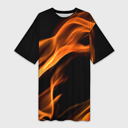 Футболка женская длинная Языки пламени текстура, цвет: 3D-принт