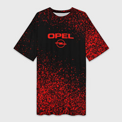 Футболка женская длинная Opel чёрно-красный, цвет: 3D-принт