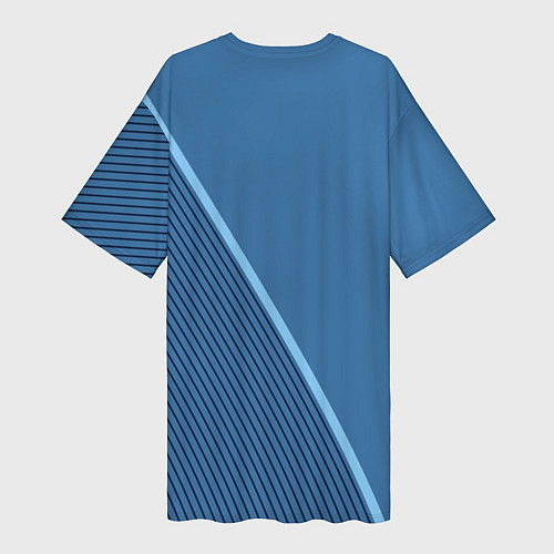 Женская длинная футболка Opel сине-голубой в полоску / 3D-принт – фото 2