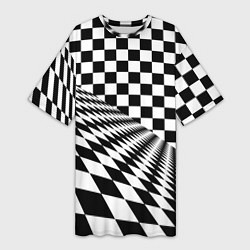 Женская длинная футболка Шахматная психоделика иллюзия