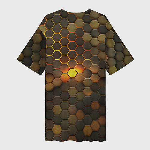Женская длинная футболка Светящиеся коричневый соты - тепловая энергия / 3D-принт – фото 2
