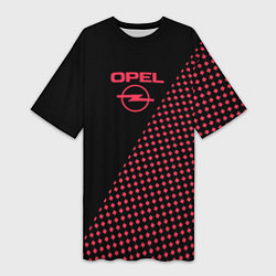 Футболка женская длинная Opel чёрно-розовый, цвет: 3D-принт